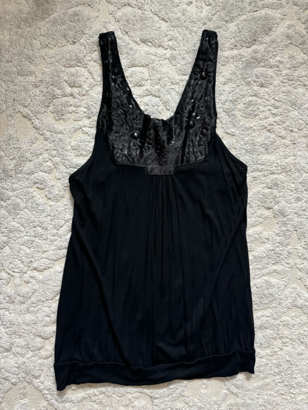 Black Embellished Scoop Neck Tank
